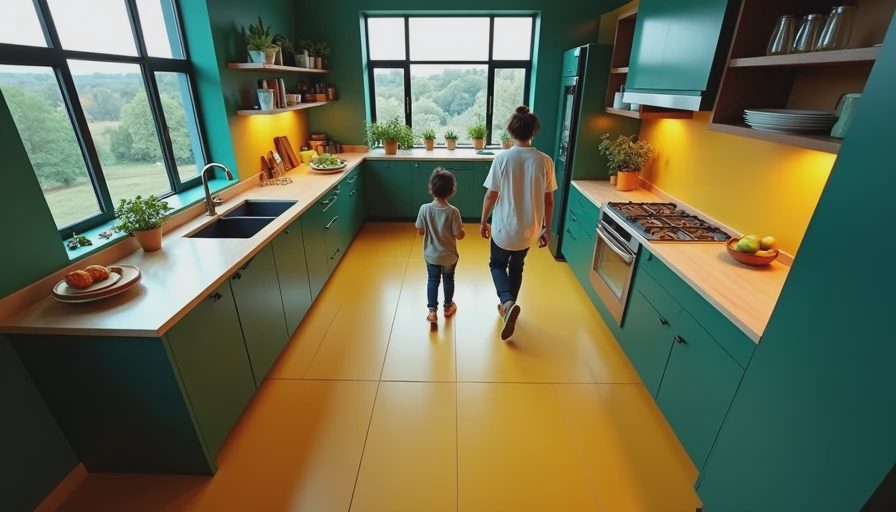 Visual context for kitchen flooring