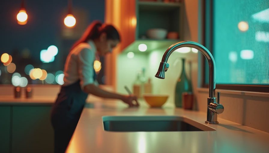 Illustration for kitchen faucet with sprayer